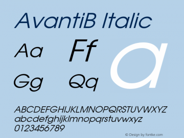 AvantiB Italic 001.001 Font Sample