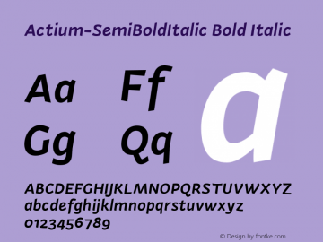 Actium-SemiBoldItalic Bold Italic Version 1.002 Font Sample
