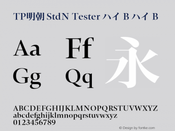 TP明朝 StdN Tester ハイ B ハイ B Version 1.0; Revision 1; 2014-01-26 08:19:55; TT 0.93 Font Sample
