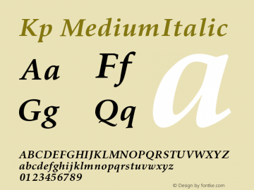 Kp MediumItalic Version 001.000 Font Sample