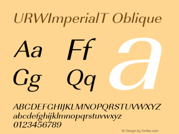 URWImperialT Oblique Version 001.005 Font Sample