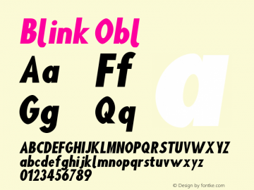 Blink Obl Version 001.000 Font Sample