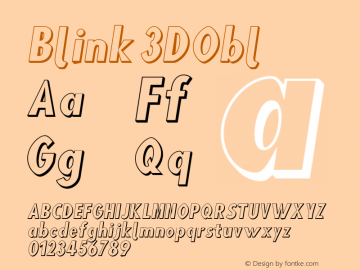 Blink 3DObl Version 001.000 Font Sample