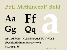 PSL MethineeSP Bold PSL Series 3, Version 1.0, release November 2000. Font Sample