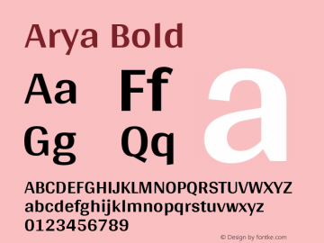 Arya Bold Version 1.001 Font Sample