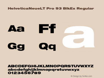 HelveticaNeueLT Pro 93 BlkEx Regular Version 1.000;PS 001.000;Core 1.0.38 Font Sample