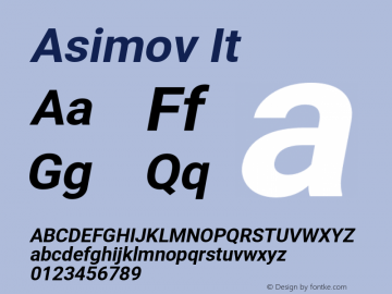 Asimov It Version 2.000980; 2014 Font Sample