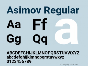 Asimov Regular Version 2.000980; 2014 Font Sample