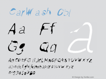 CarWash Obl Version 0.987 Font Sample