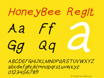 HoneyBee RegIt Version 0.89 Font Sample