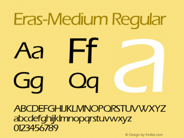 Eras-Medium Regular 0.0 Font Sample
