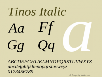 Tinos Italic Version 1.23 Font Sample