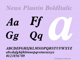 News Plantin BoldItalic Version 1图片样张