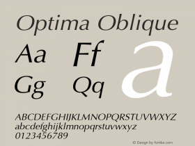 Optima Oblique Version 001.005 Font Sample