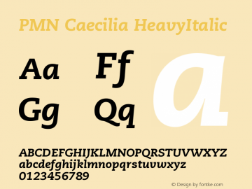 PMN Caecilia HeavyItalic Version 001.003 Font Sample