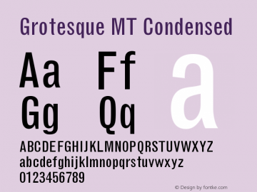 Grotesque MT Condensed Version 001.000 Font Sample