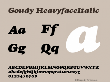 Goudy HeavyfaceItalic Version 001.000 Font Sample