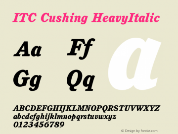 ITC Cushing HeavyItalic Version 001.000 Font Sample