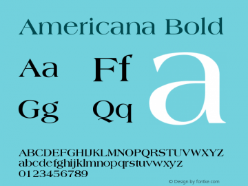 Americana Bold Version 001.001 Font Sample