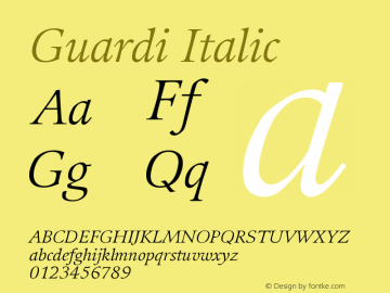 Guardi Italic Version 001.000图片样张