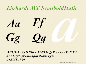 Ehrhardt MT SemiboldItalic Version 001.003 Font Sample