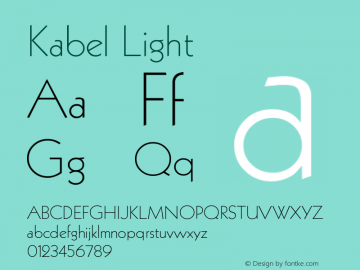 Kabel Light Version 001.000 Font Sample