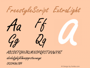 FreestyleScript ExtraLight Version 001.000 Font Sample