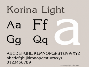 Korina Light Version 001.000 Font Sample