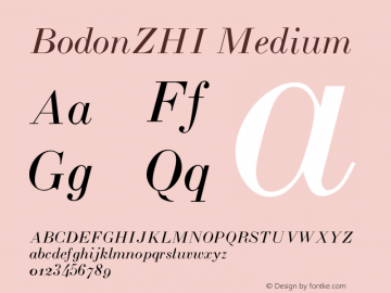 BodonZHI Medium Version 001.001 Font Sample