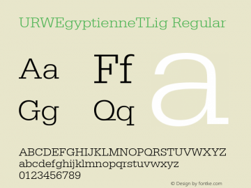 URWEgyptienneTLig Regular Version 001.005 Font Sample