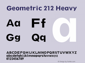 Geometric 212 Heavy Version 003.001 Font Sample