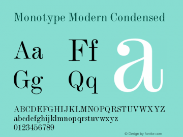 Monotype Modern Condensed Version 001.000图片样张