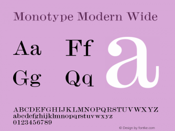 Monotype Modern Wide Version 001.000 Font Sample