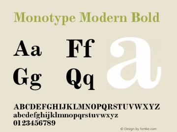 Monotype Modern Bold Version 001.000 Font Sample