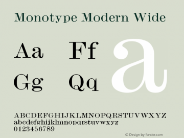 Monotype Modern Wide Version 001.000 Font Sample