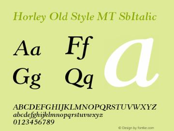 Horley Old Style MT SbItalic Version 001.000图片样张