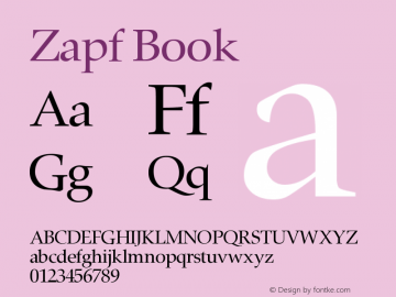 Zapf Book Version 001.000 Font Sample