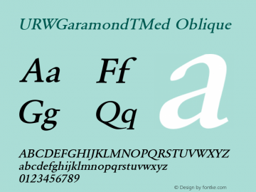 URWGaramondTMed Oblique Version 001.005图片样张