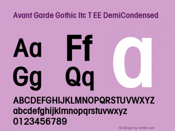 Avant Garde Gothic Itc T EE DemiCondensed Version 001.005图片样张