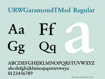 URWGaramondTMed Regular Version 001.005 Font Sample