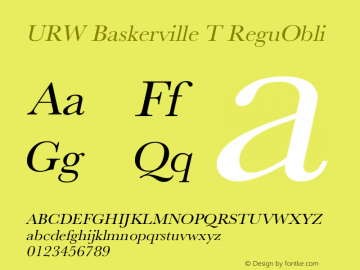 URW Baskerville T ReguObli Version 001.005 Font Sample