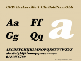 URW Baskerville T UltrBoldNarrObli Version 001.005 Font Sample