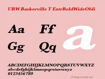 URW Baskerville T ExtrBoldWideObli Version 001.005图片样张