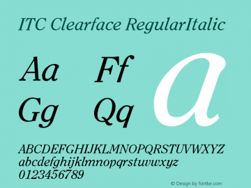 ITC Clearface RegularItalic Version 001.001图片样张