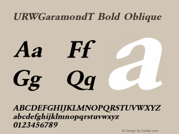 URWGaramondT Bold Oblique Version 001.005图片样张