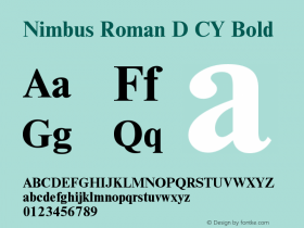 Nimbus Roman D CY Bold Version 001.005 Font Sample