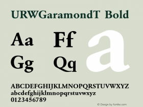 URWGaramondT Bold Version 001.005 Font Sample