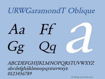 URWGaramondT Oblique Version 001.005图片样张