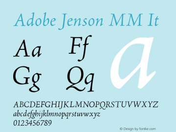 Adobe Jenson MM It Version 001.000 Font Sample