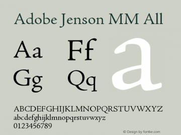 Adobe Jenson MM All Version 001.000 Font Sample